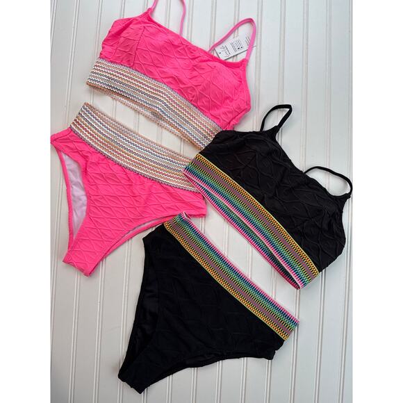 NWT Cupshe Bikini Set Two-Piece Swimsuit High-Waist Push Up Beach Bundle Sz M - Picture 2 of 6